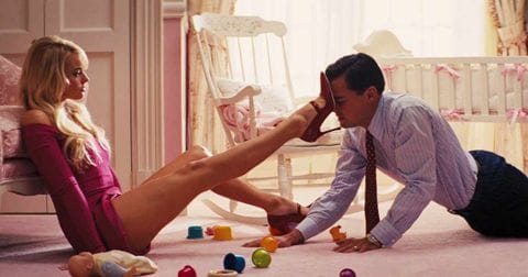 leonardo dicaprio and margot robbie the wolf on wall street