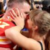 Travis Kelce and Taylor Swift kiss