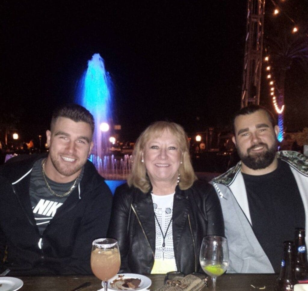 Donna Kelce with Travis Kelce and Jason Kelce